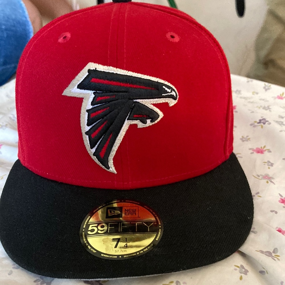 men's new era black and red atlanta falcon hat size 7 1/4